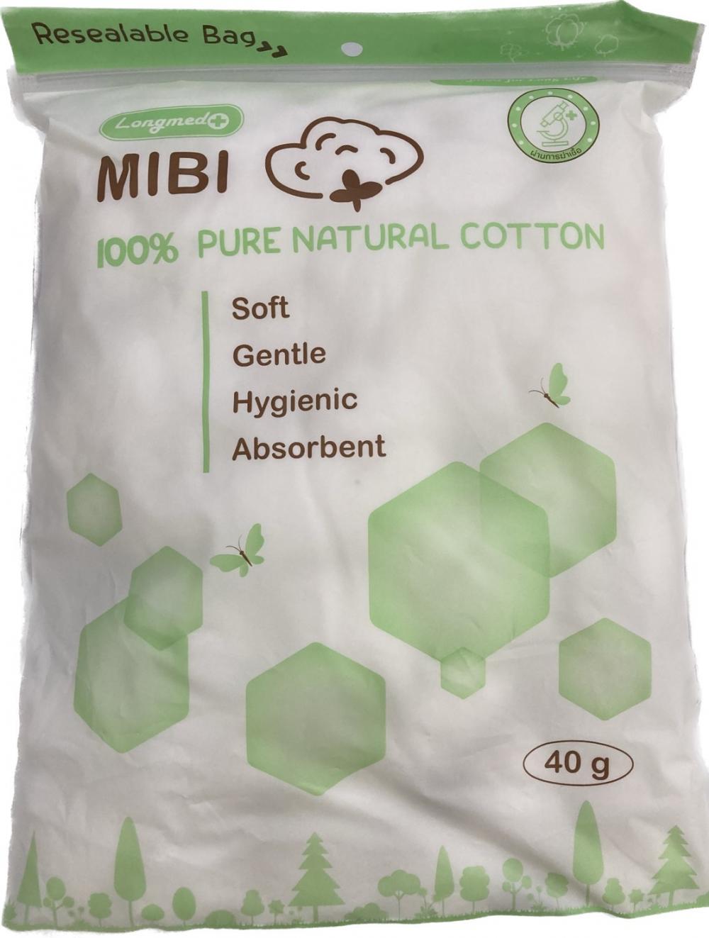 LONGMED MIBI 100PURE NATURAL COTTON สำลีก้อน40G